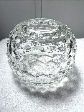 Fostoria For HOMCO Cubist Vintage Glass Ferry Lamp Candle Holder